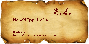Mohápp Lola névjegykártya